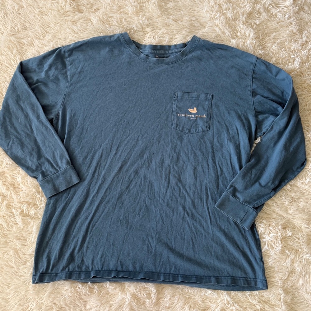 Southern Marsh 2XL Long Sleeve Pocket T-Shirt Teal Dog Labrador Retriever‎